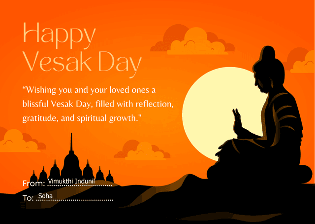 Orange and Black Illustrative Vesak Day Card
