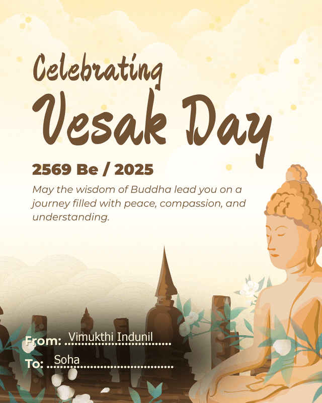 Beige and Brown Illustrative Greeting Happy Vesak Day Instagram post
